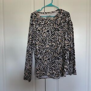 Lilly Pulitzer Black and White Graphic Long Sleeve Blouse